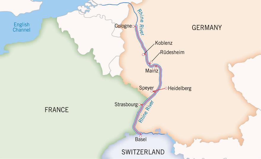 Rhine Holiday Markets cruise map